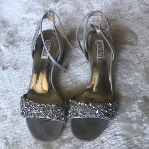 Badgley Mischka open toe crystal shoes